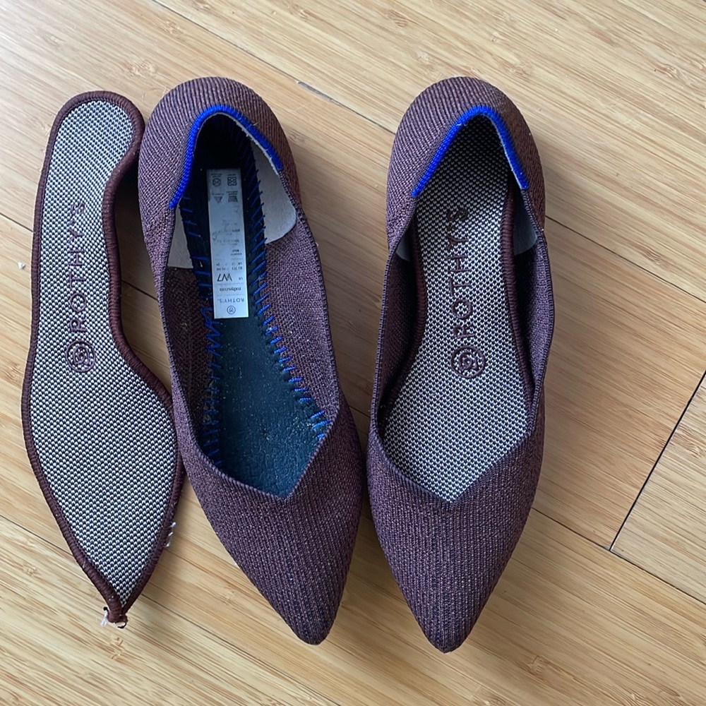 Rothy's Retired Truffle Python Brown Point Flats - image 1